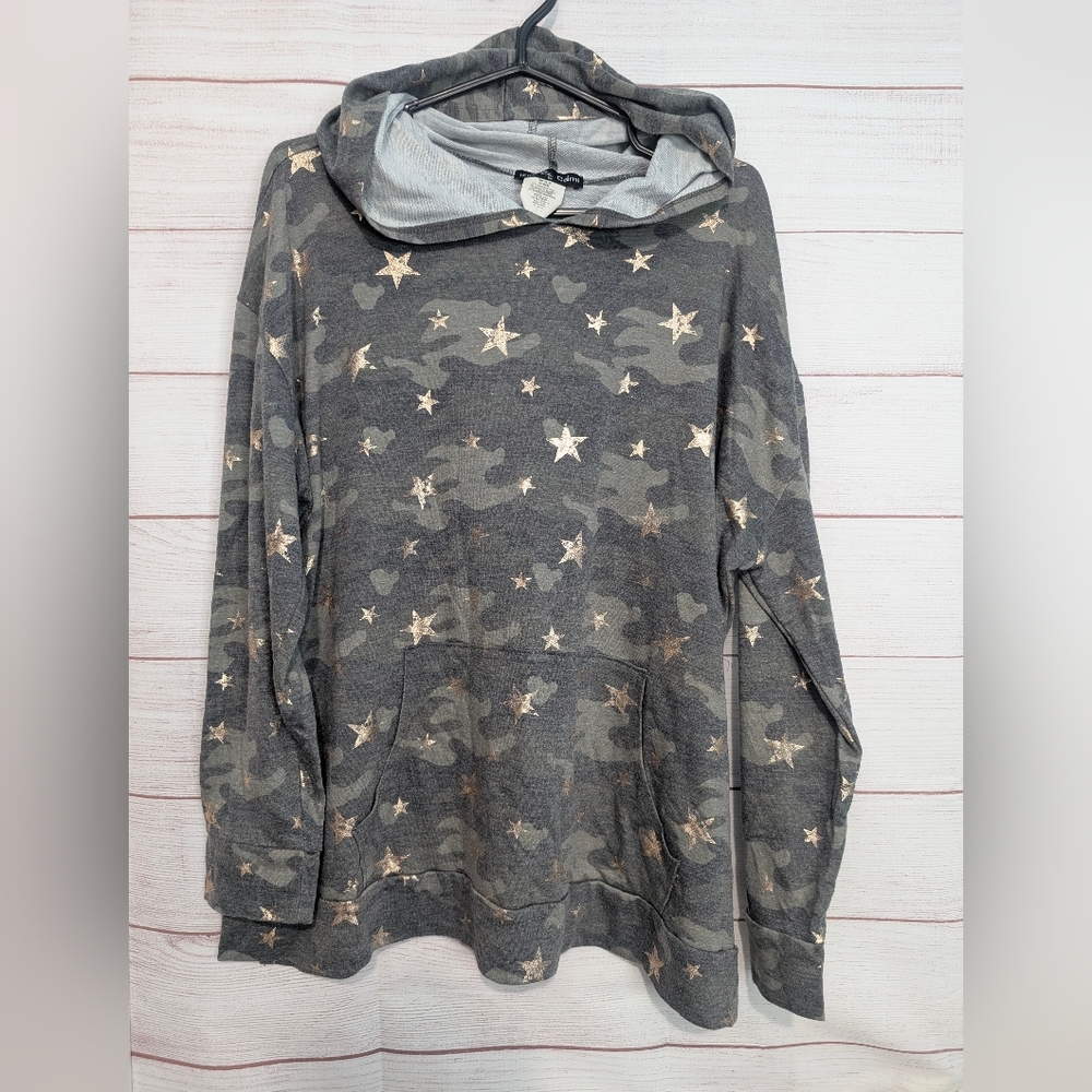 Euc Kim & Cami Gray W/ Gold ⭐ Stars Camo Hoodie Size 1X